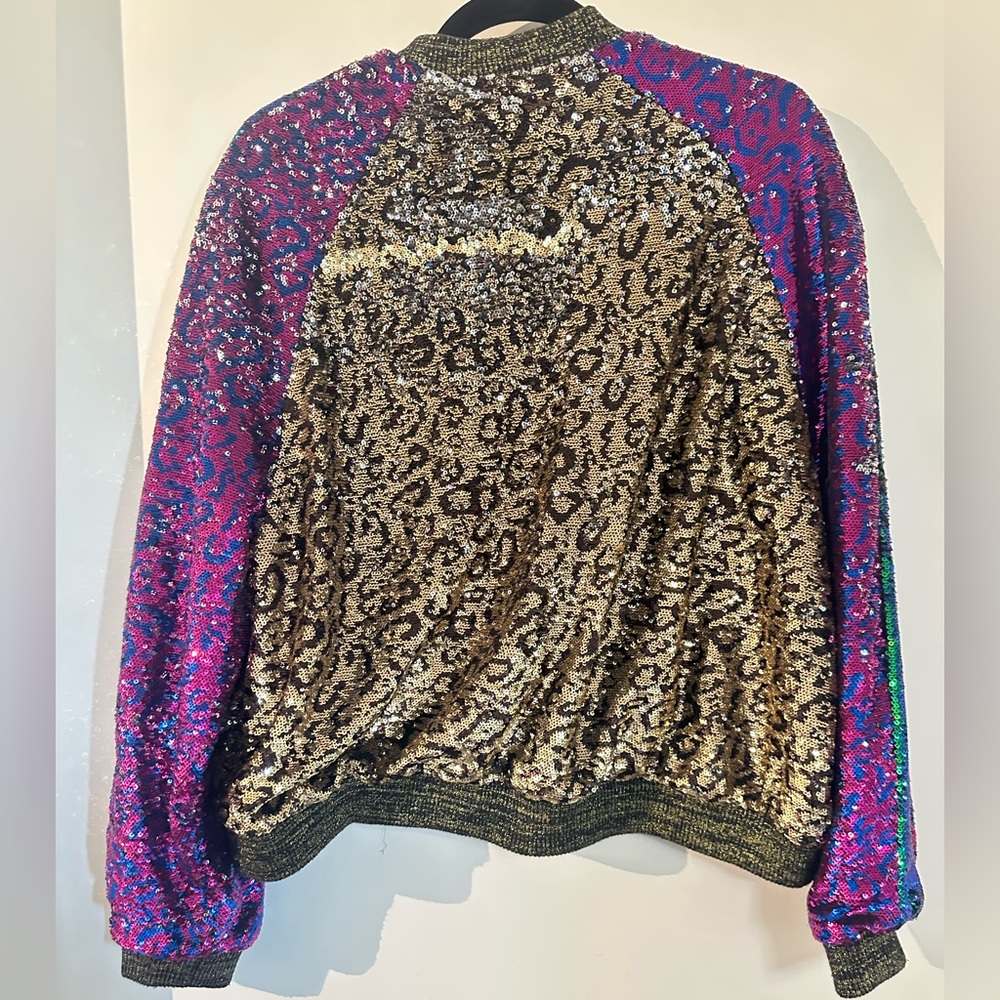 Splash Sequin Bomber Jacket in Silver and Purple - Picture 3 of 11